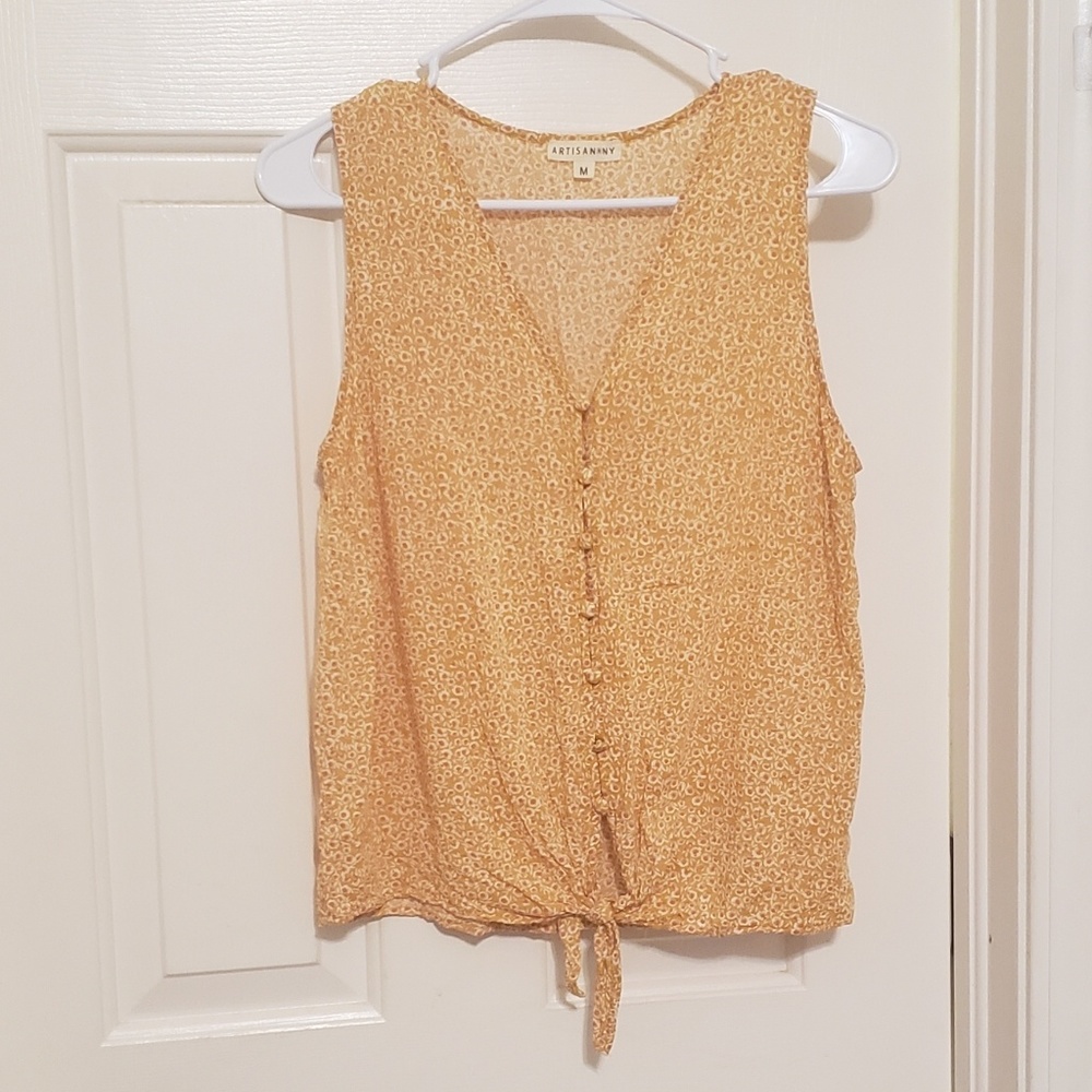 Ladies button up crop top with tie front
